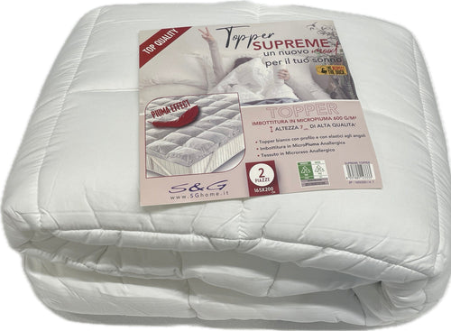 S&G Topper Supreme matrimoniale 600 g/m2 altezza 7cm Magazzinieuropa