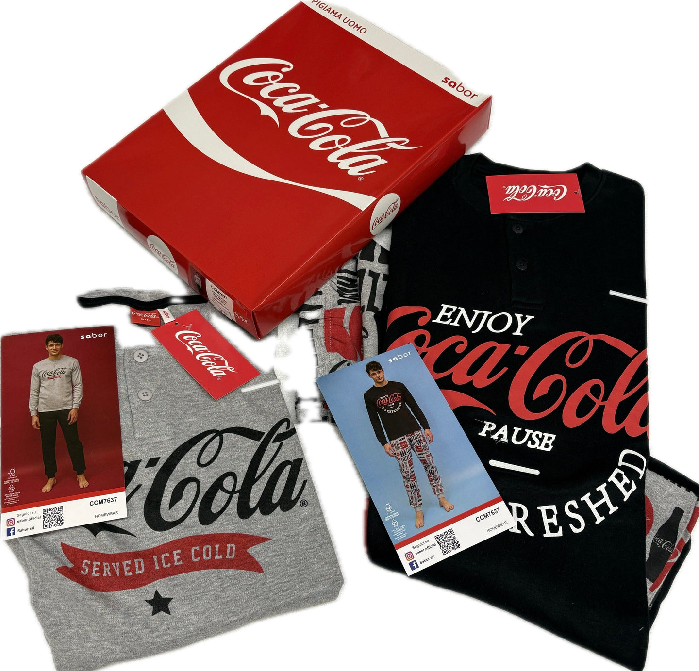 Sabor Pigiama Coca-Cola in calco cotone 100% Uomo Ufficiali 2026 Magazzinieuropa