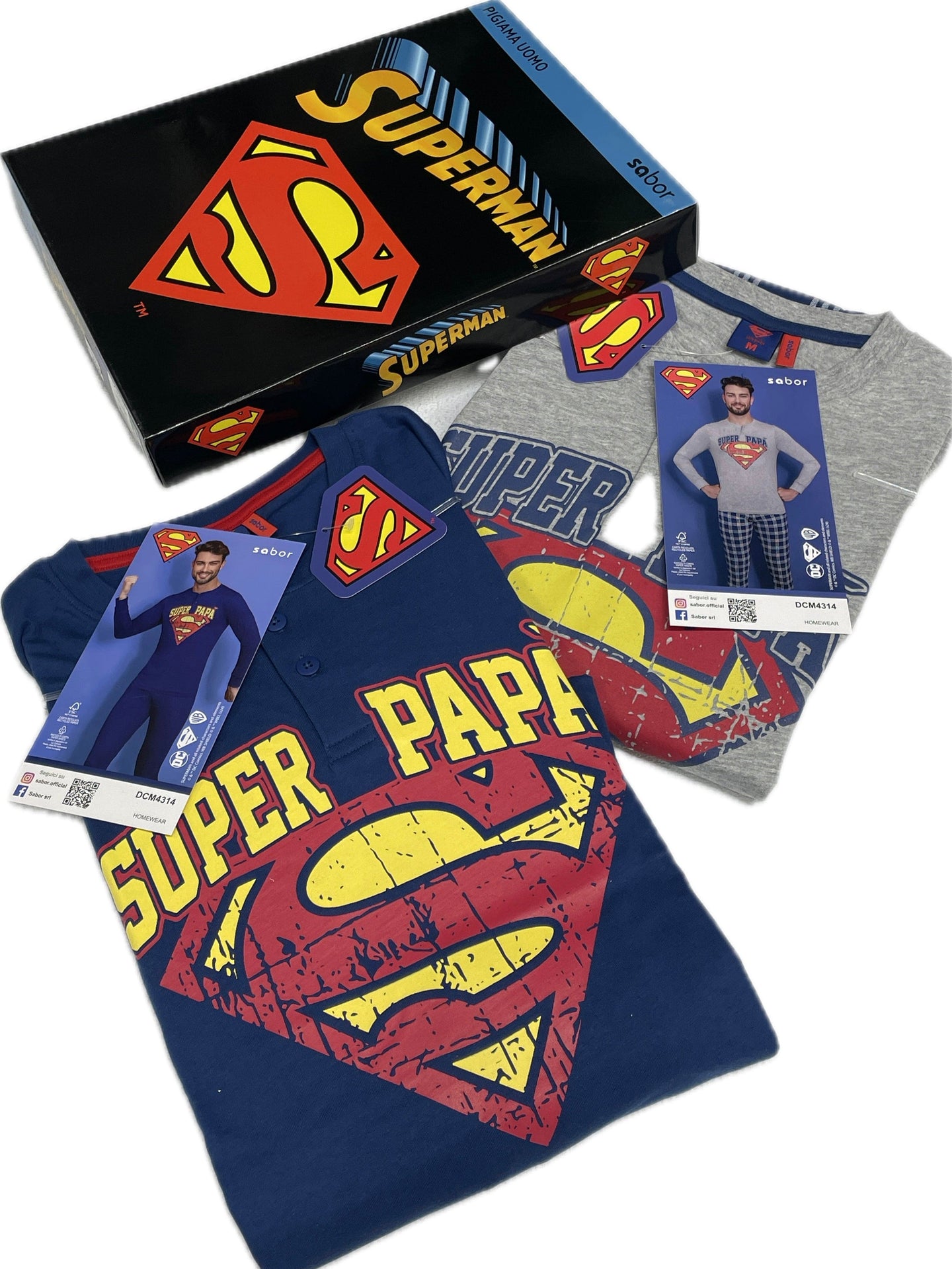 Sabor Pigiama Superman leggero 100% cotone Original Magazzinieuropa