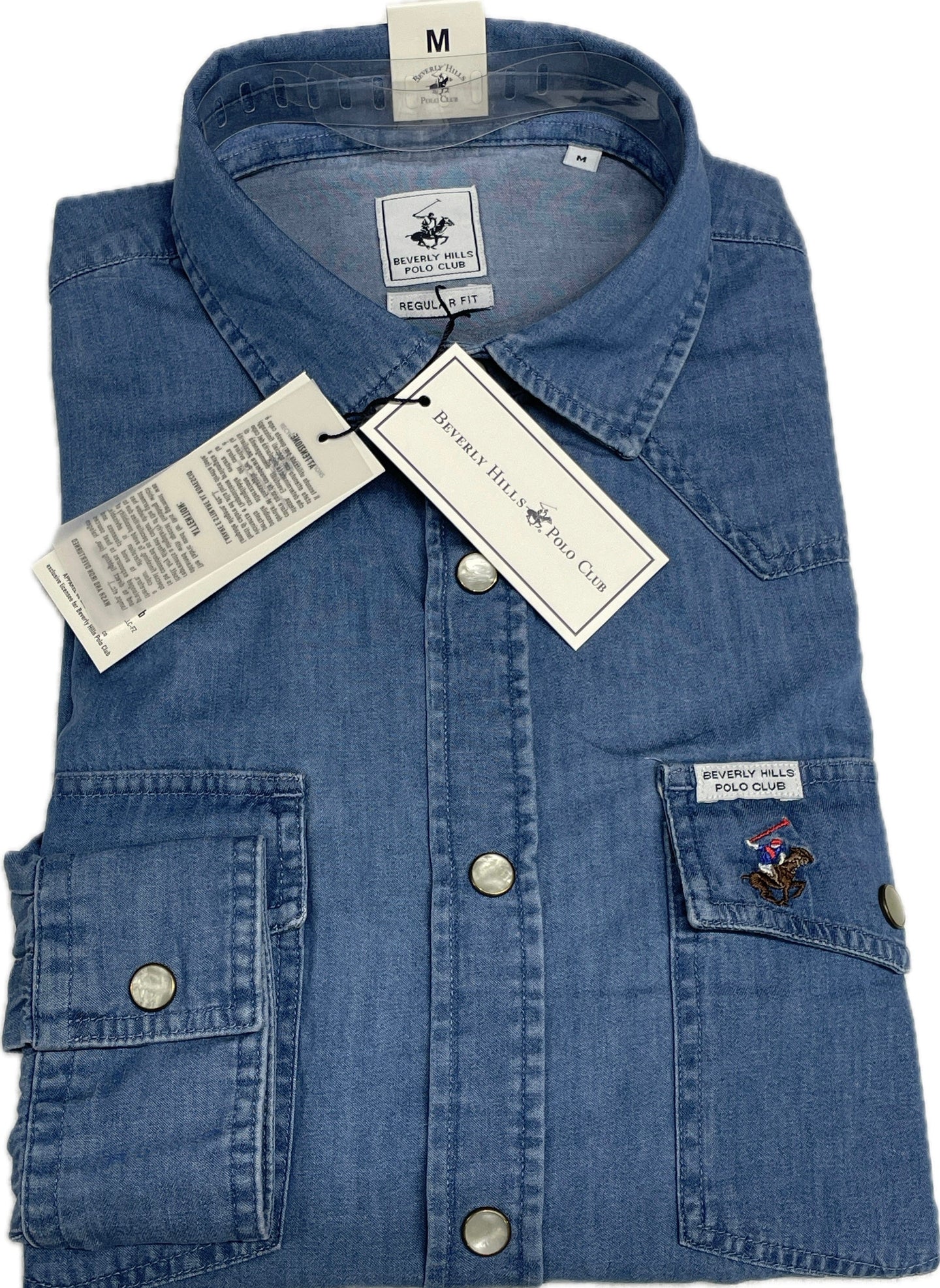 St international Camicia di jeans Beverly Hills  100% cotone con tresche e bottoni madre perla Magazzinieuropa