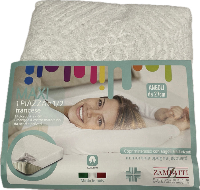 Tessitura Zambaiti Copri materasso Francese 140x200 cotone 100% fasciato classico con angoli elastici italiano Magazzinieuropa