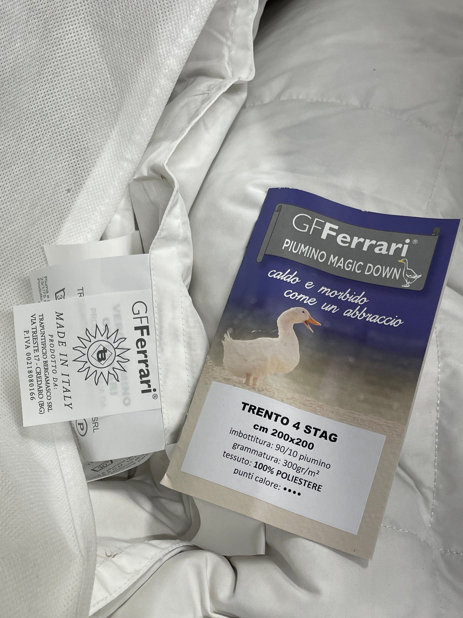 Piumino d oca 4 stagioni Trento interno matrimoniale Italiano GFFerrar Magazzini Europa