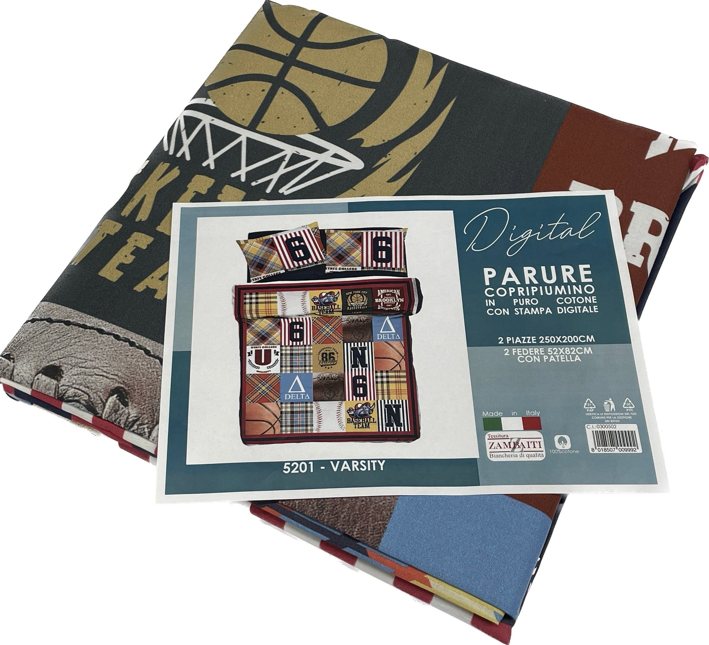 Zambaiti Copia del Parure copri piumino 100% cotone Varsity Magazzinieuropa