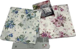 Zambaiti Lenzuola 100% cotone completo Italiana con farfalle colorate Magazzinieuropa