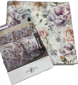 Zambaiti Lenzuola Raso completo puro cotone raso 60 made in Italy fantasia floreali e geometrie Magazzinieuropa