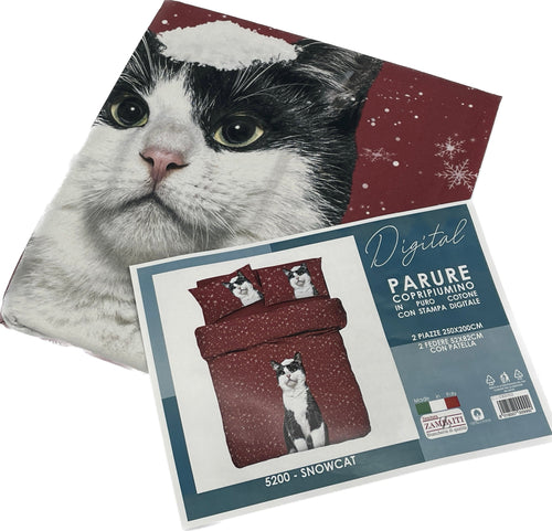 Zambaiti Parure copri piumino 100% cotone Snowcat Natale Magazzinieuropa