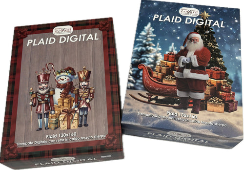 Zambaiti Plaid Natale regalo misura 130x160 divano Babbo Natale e Soldatino 26’ Magazzinieuropa