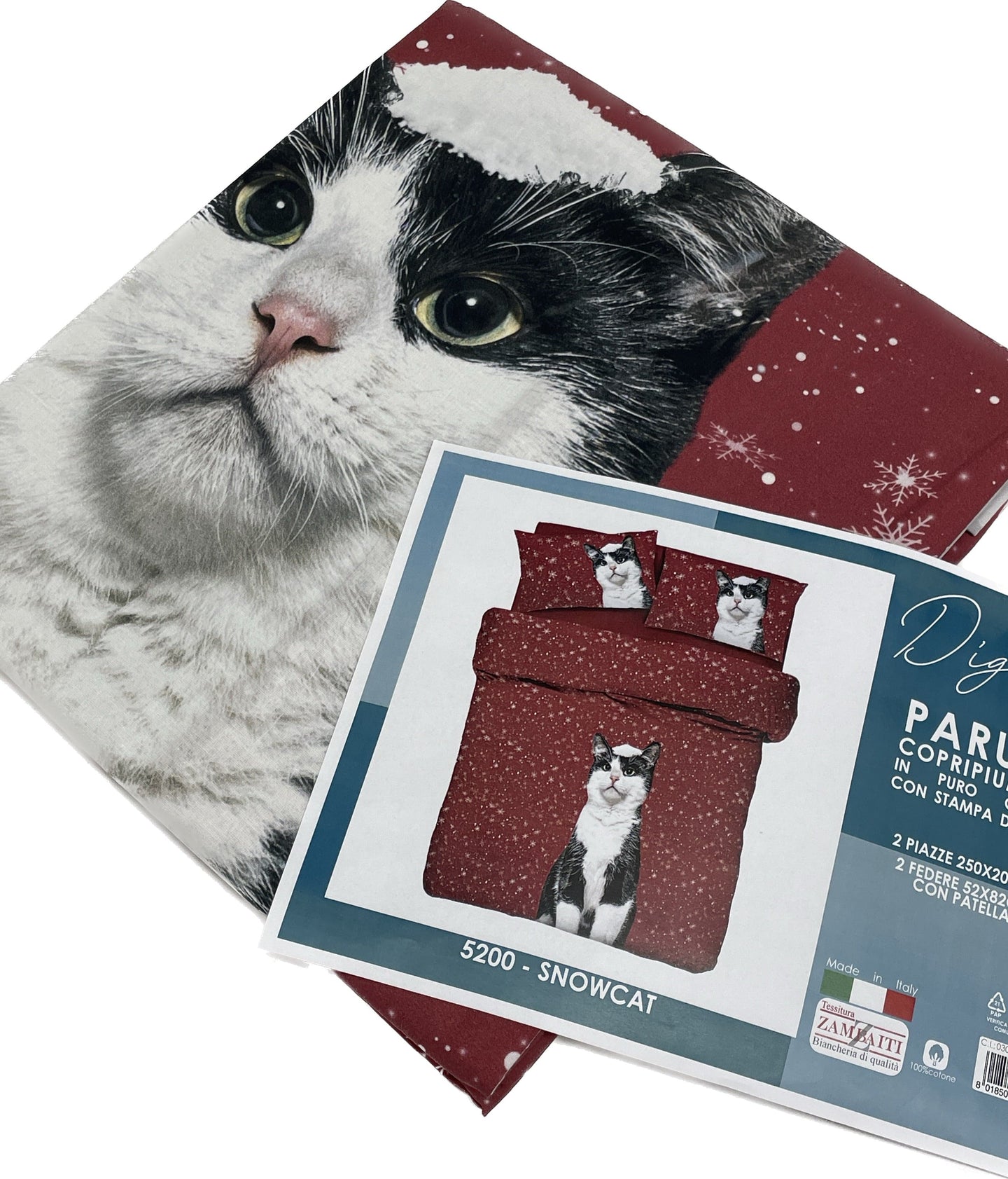 Zambaiti Copripiumino digitale Snowcat gatti cotone 100% Magazzinieuropa